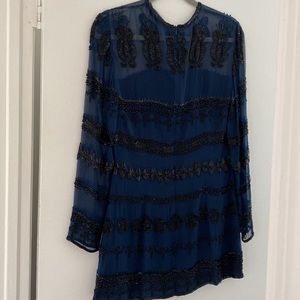 VIE by Victoria Royal Silk Navy Blue Hand Beaded Dress/Shirt. It’s a gorgeous💃